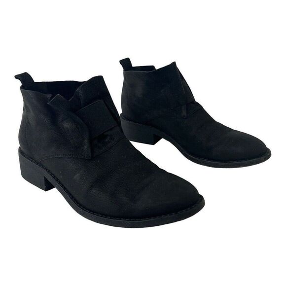 Eileen Fisher Womens Size 6.5 Black Soul Tumbled Nubuck Leather Bootie - Picture 1 of 9
